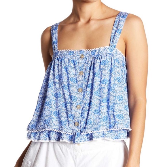 Free People Tops - CCO Free People Floral Tiered Lace Tank Top
